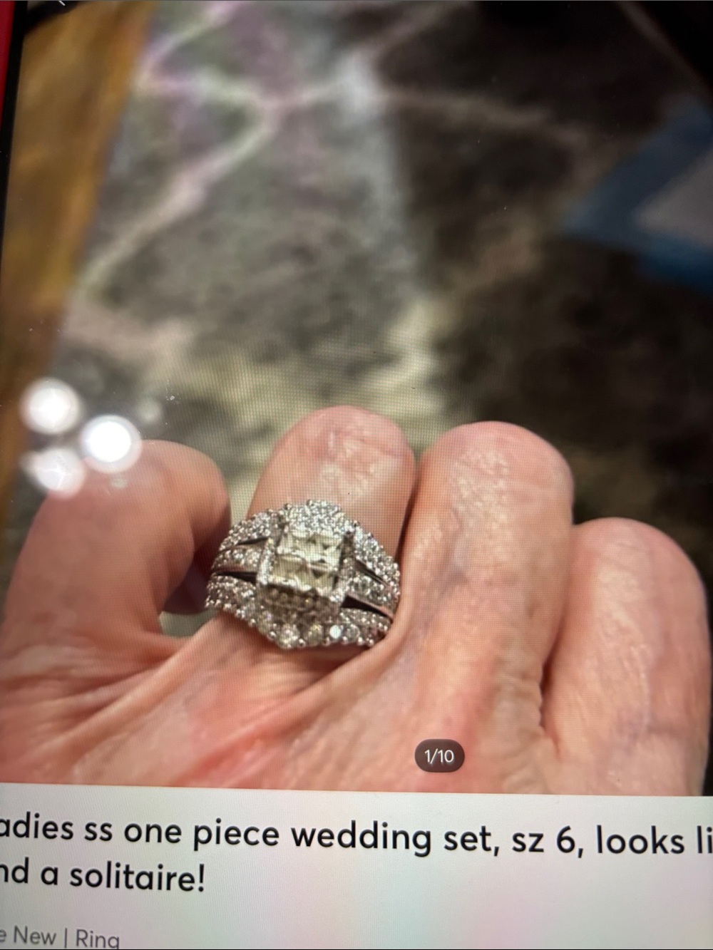 Source Unknown Silver Tone CZ Bridal Ring Set - White